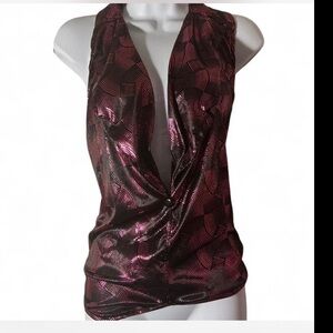 jerry beck pink sparkly vest style top